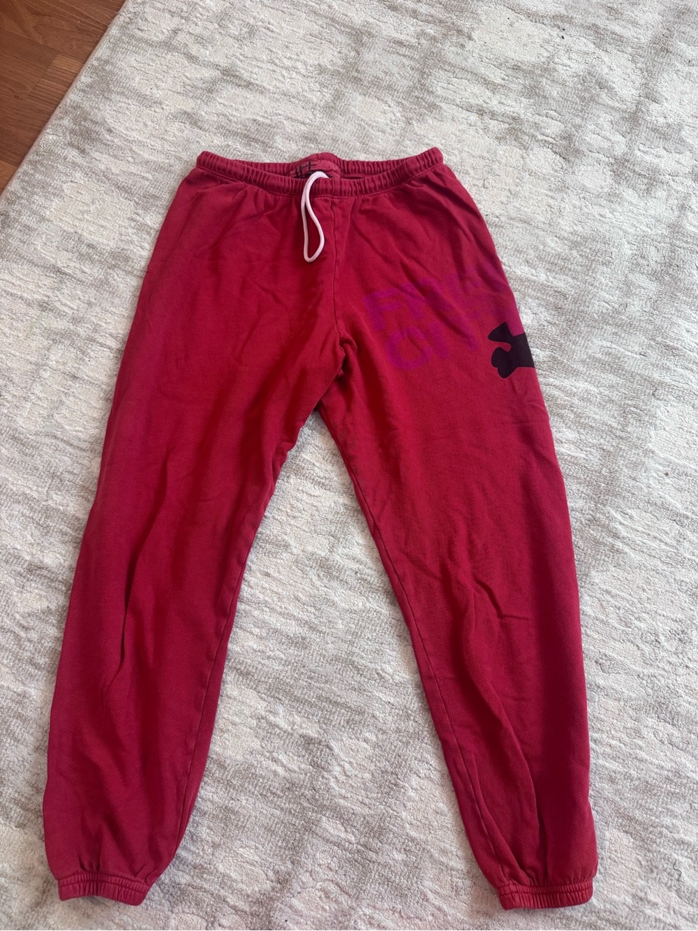 Freecity Red Jogger Sweatpants with Side Graphic